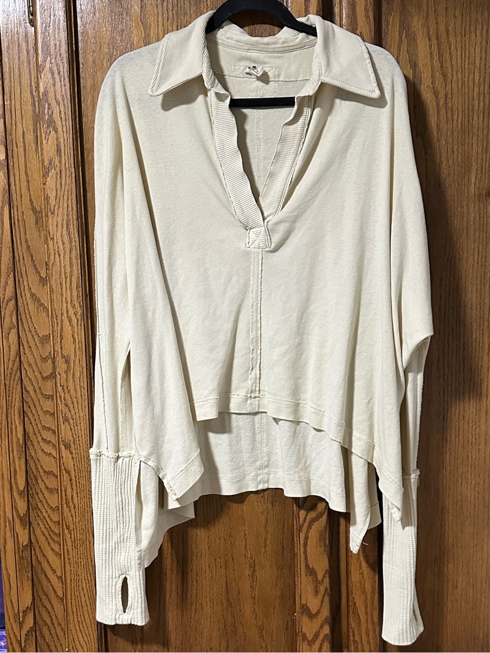 Free People We the Free Long Sleeve V-Neck Oversized Pullover Sz S